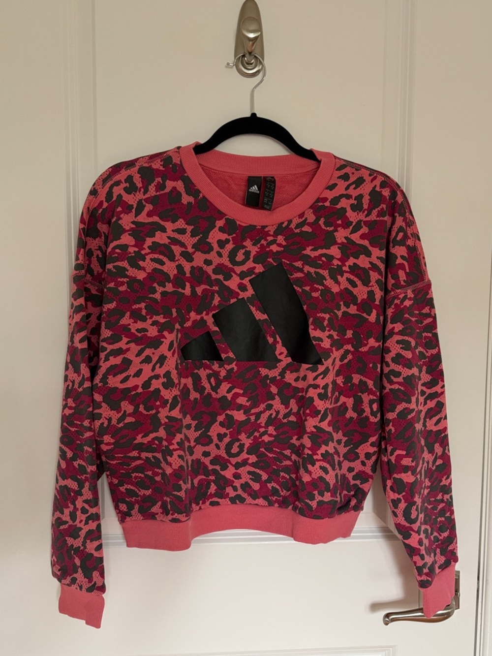 adidas Pink and Black Leopard Crewneck Sweatshirt